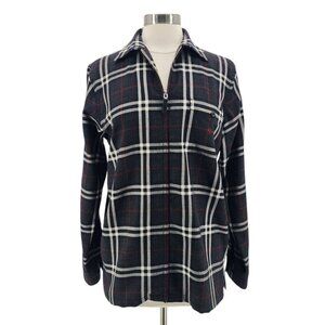 Lauren Ralph Lauren Womens Medium Shirt Jacket Wool Tartan Plaid Zipper Preppy